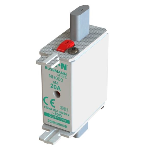 Fuse-link, low voltage, 20 A, AC 500 V, NH000, aM, IEC, dual indicator image 2