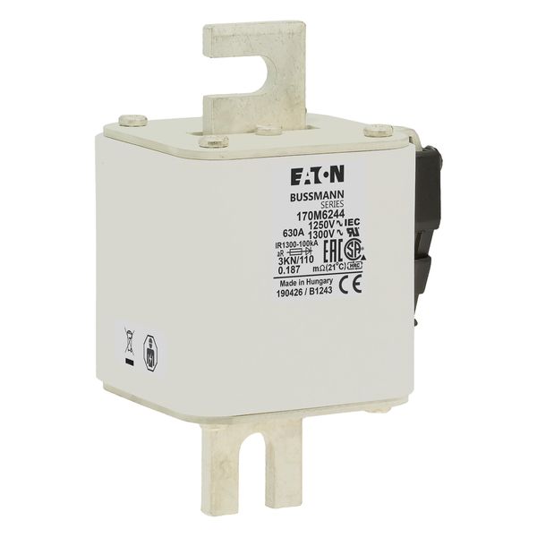 Fuse-link, high speed, 630 A, AC 1250 V, size 3, 76 x 92 x 139 mm, aR, DIN, IEC, single indicator image 22