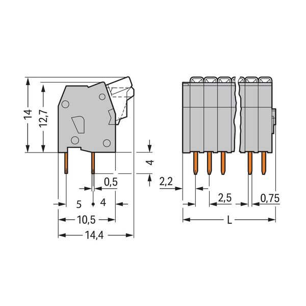 PCB terminal block push-button 0.5 mm² gray image 2