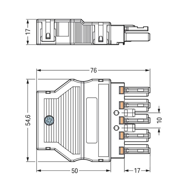 Socket with strain relief housing 5-pole black image 6