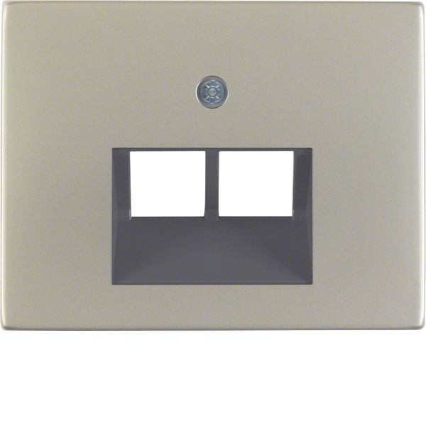 Centre plate for FCC soc. out. 2gang, K.5, stainless steel, metal matt image 1