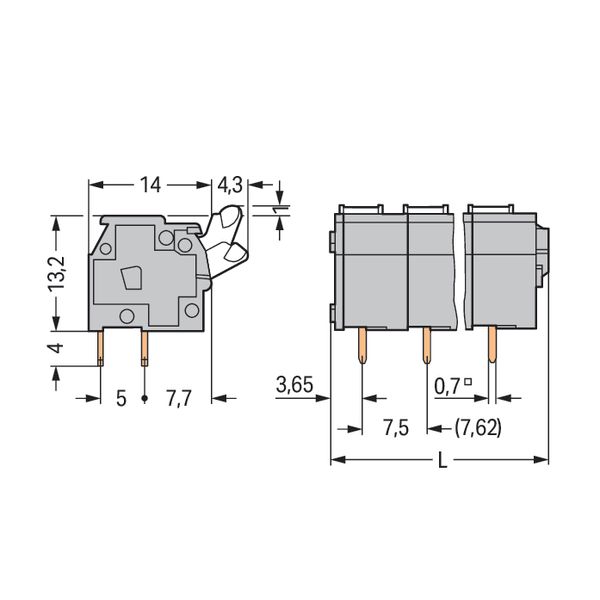 PCB terminal block push-button 2.5 mm² gray image 4