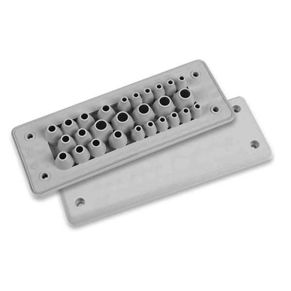 MH 24 F 27-1 IP65 RAL 7035 grey cable entry plate UL94 V-0 image 1