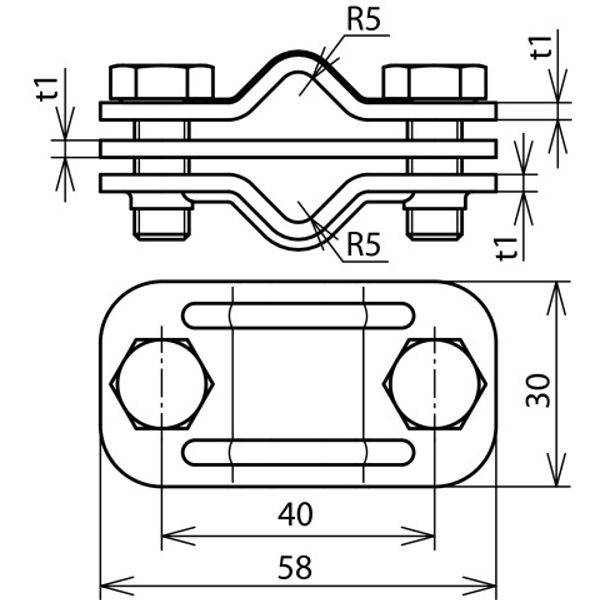 UNI disconnecting clamp Cu with intermediate plate f. 2 x Rd 8-10mm image 2