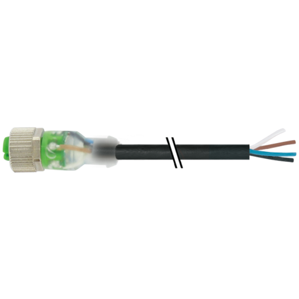 EOL - M12 female 0° A-cod. with cable LED PUR 3x0.34 bk UL/CSA 5m image 1