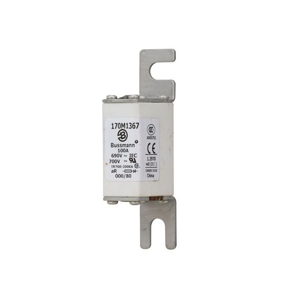 Fuse-link, high speed, 100 A, AC 690 V, DIN 000, 21 x 40 x 100 mm, aR, DIN, IEC, single indicator image 9