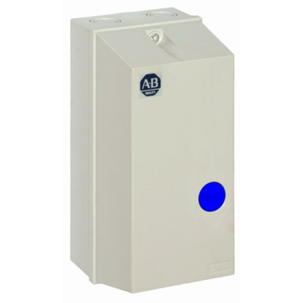 Allen-Bradley, 198E Plastic Enclosures For DOL Starters, ABS V-0 Material; Protection Class IP66, With Blue Reset Push Button image 1