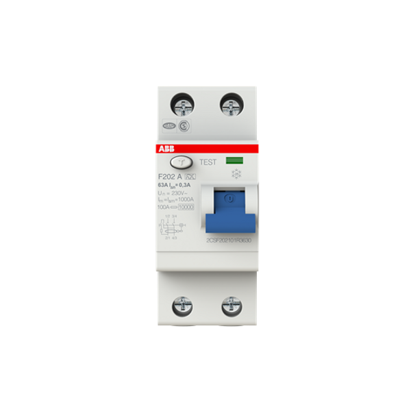 F202 A-63/0.3 Residual Current Circuit Breaker 2P A type 300 mA image 1