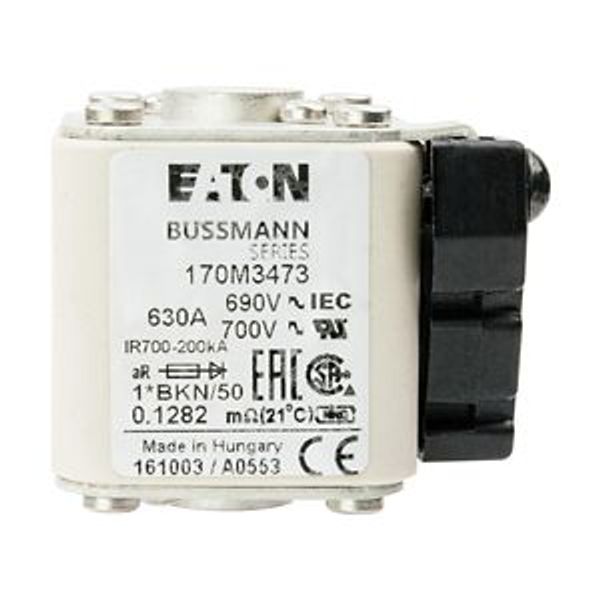 Fuse-link, high speed, 630 A, AC 690 V, compact size 1, aR, IEC, UL, single indicator image 6