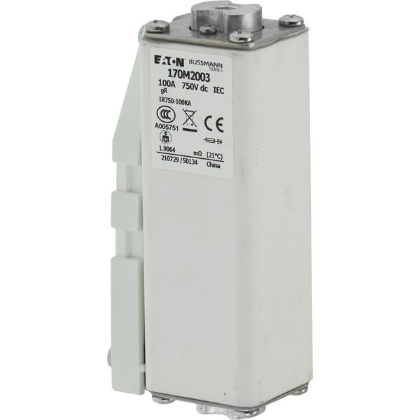 Fuse-link, high speed, 100 A, DC 750 V, compact size 1, 41 x 59 x 128 mm, aR, IEC, single indicator image 6