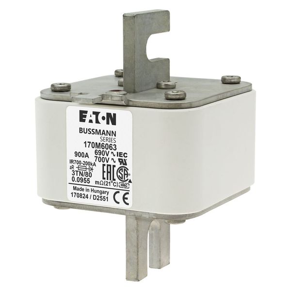 Fuse-link, high speed, 900 A, AC 690 V, DIN 3, 76 x 90 x 109 mm, aR, DIN, IEC, single indicator image 5