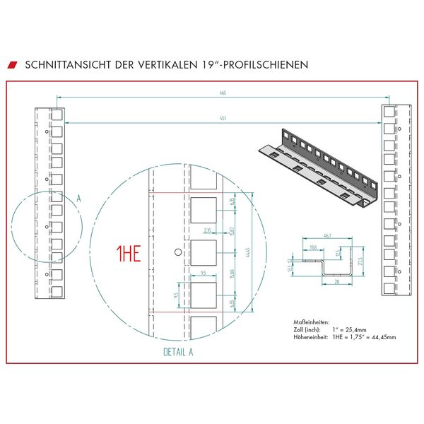 19" Profile rail 42U for DS-, DSZ- and DSI-enclosures image 3