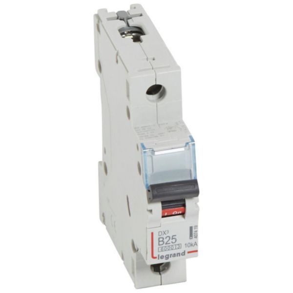 DX³6000 10kA high inlet and low outgoing screw circuit breaker 1P 230V~ to 400V~ - 25A - curve B - 1 module image 1