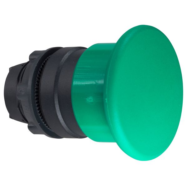 Harmony XB5, Illuminated push button head, plastic, green mushroom Ø40, Ø22, trigger latching turn to release image 1