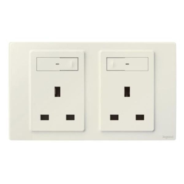 Mallia Senses - Switched double british standard 13a outlet - Matt White image 1