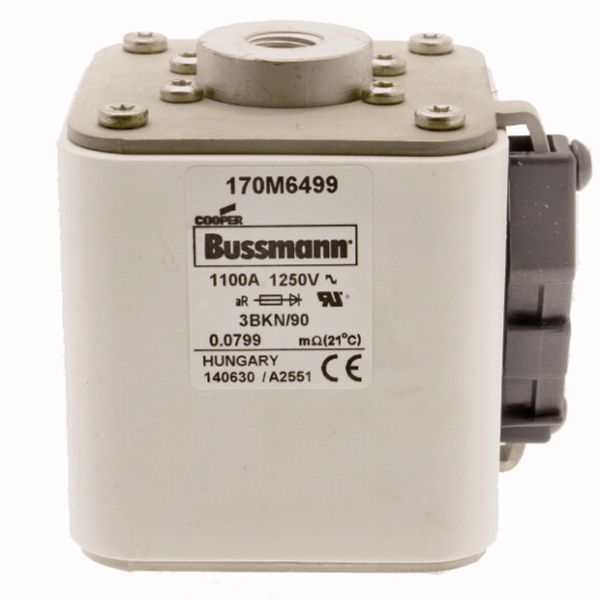 Fuse-link, high speed, 800 A, AC 1250 V, size 3, 76 x 92 x 91 mm, aR, IEC, UL, type K indicator, flush end, M12 image 3