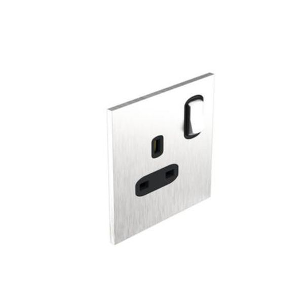 Art d'Arnould - 1 gang BSs socket outlet 13 A-250V double pole switched Epure - Brushed Steel image 1