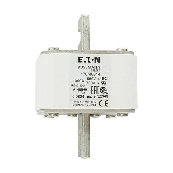 Fuse-link, high speed, 1000 A, AC 690 V, DIN 3, 76 x 76 x 109 mm, aR, DIN, IEC, single indicator image 12