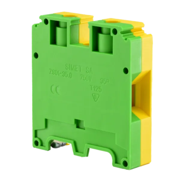 Rail-mounted screw terminal block ZSO1-35.0 yellow-green image 1