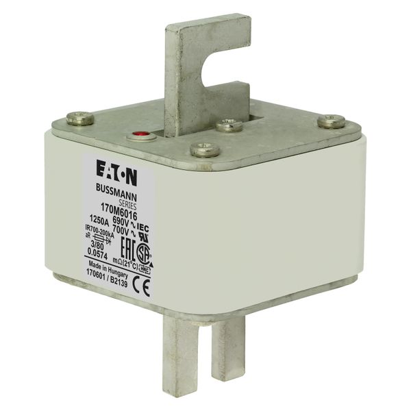 Fuse-link, high speed, 1250 A, AC 690 V, DIN 3, 76 x 76 x 109 mm, aR, DIN, IEC, single indicator image 6