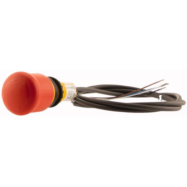 Emergency stop/emergency switching off pushbutton, Mushroom-shaped, 38 mm, Turn-to-release function, 2 NC, Cable (black) with non-terminated end, 4 po image 3
