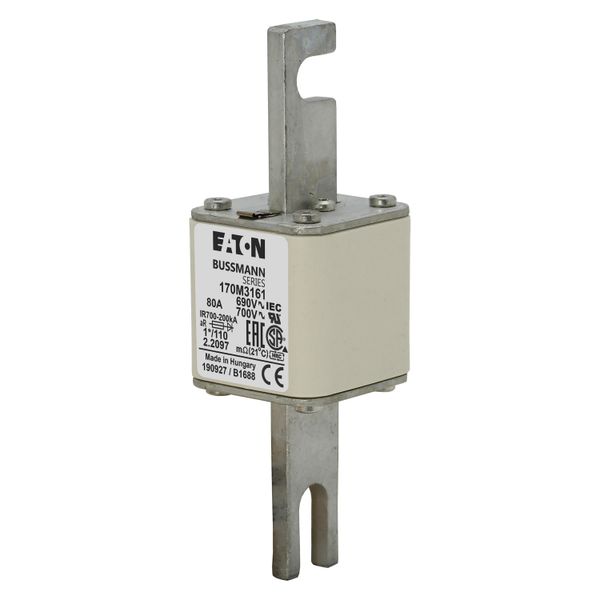 Fuse-link, high speed, 80 A, AC 690 V, compact size 1, 45 x 45 x 134 mm, aR, DIN, IEC, single indicator image 5