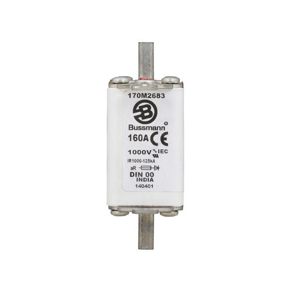 Fuse-link, high speed, 160 A, AC 1000 V, DIN 00, aR, DIN, IEC, single indicator, live gripping lugs image 12