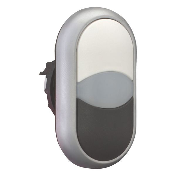 Double actuator pushbutton, RMQ-Titan, Actuators and indicator lights non-flush, momentary, White lens, white, black, Blank, Bezel: titanium image 6
