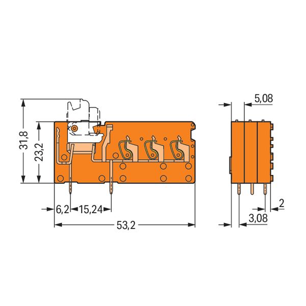 Stackable 3-conductor PCB terminal block with knife disconnect 2.5 mm² image 4