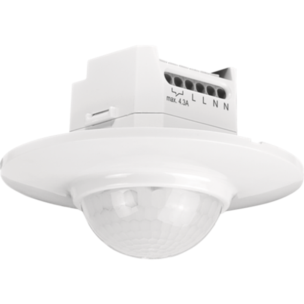 Presence detector, 230 V, master, 14 m, with potential-free contact, round, for flush-mounting box, white image 1