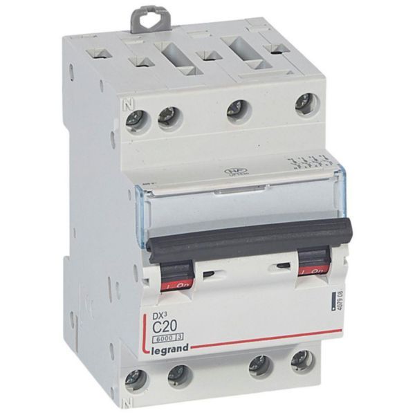 DX³6000 10kA high inlet and low outlet screw circuit breaker 4P 400V~ - 20A - curve C - for optimized HX³ comb image 1