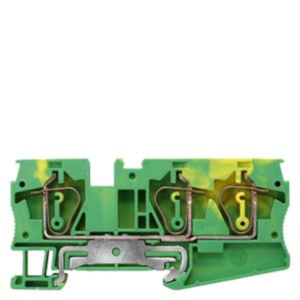 Terminal, spring-loaded terminal, 3 clamping points, PE/PEN terminal, 6 mm², green-yellow image 1