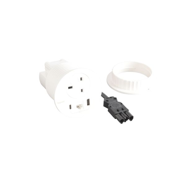 Incara Disq 80 equipped with 1 BS socket, 1 15W USB A+C charger socket, and 0.5m cord with Wieland plug - white image 1