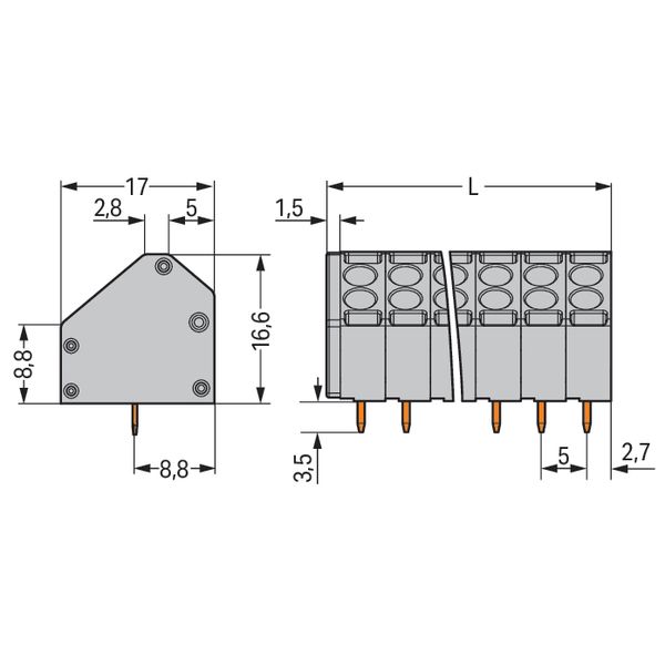 2-conductor PCB terminal block 1.5 mm² Pin spacing 5 mm gray image 6
