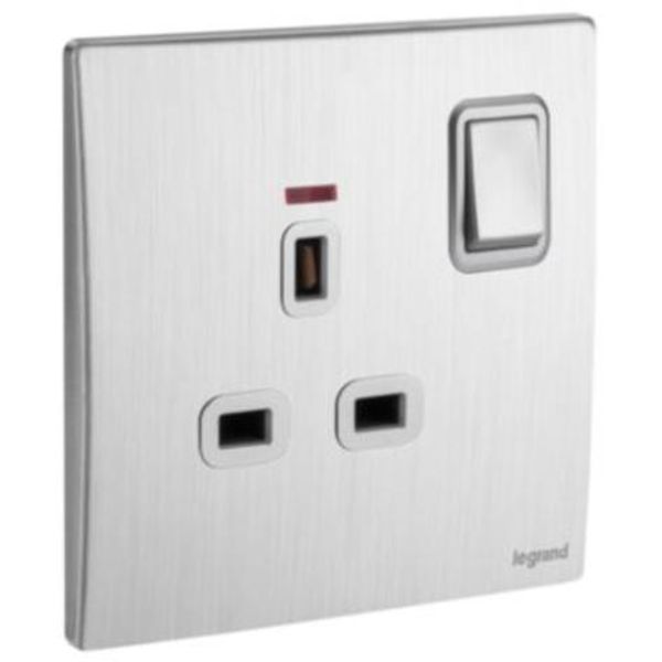 281118BA Mallia Senses 1 gang BS switched socket outlet double pole - with LED - 13A image 1