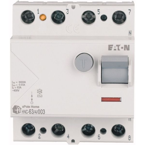 Residual current circuit breaker (RCCB), 63A, 4p, 30mA, type AC image 1