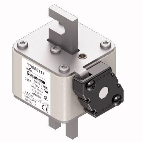 Fuse-link, high speed, 700 A, AC 690 V, DIN 2, 61 x 77 x 108 mm, aR, DIN, IEC, single indicator image 2