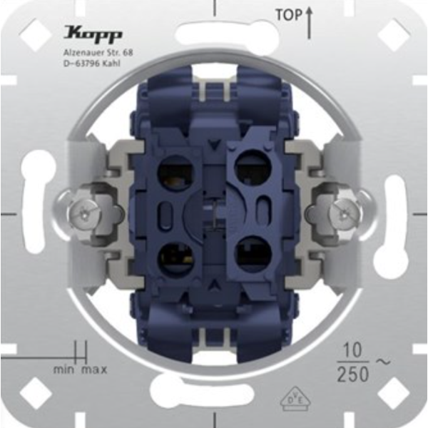 Pushbutton spring series, 250V, 10A, Rocker, 2-gang, Flush-mounted (stucco), Color: Aluminium, RAL9006 image 1