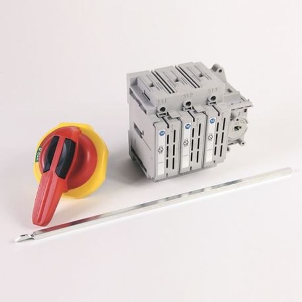 Allen-Bradley 194R-N30-1753-PYS1 194R Fused and Non-Fused Disconnected Switches, Kitted, Non-Fused IEC/UL, 30 A, 3 Pole194R-PY Standard Red/Yellow Handle 3/3R/4/4X/12, S1 Shaft (12 in) image 1