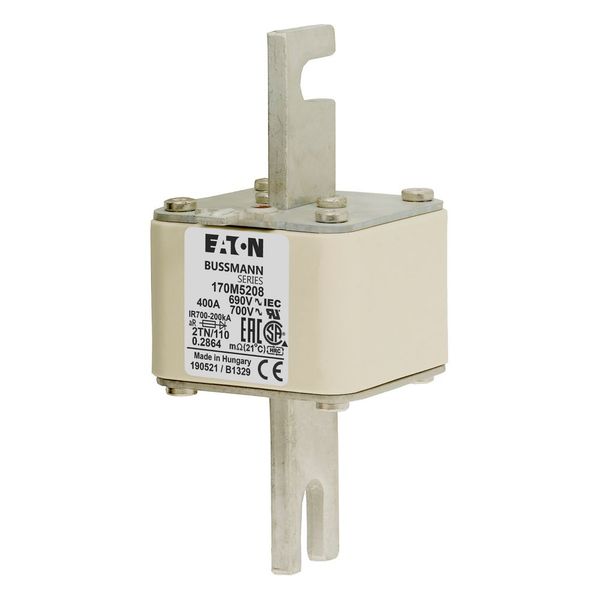 Fuse-link, high speed, 400 A, AC 690 V, DIN 2, 61 x 75 x 138 mm, aR, DIN, IEC, single indicator image 6