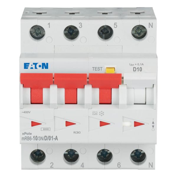 RCD/MCB combination, 10 A, 100 mA, MCB trip characteristic: D, 3p+N, RCD trip characteristic: A image 4