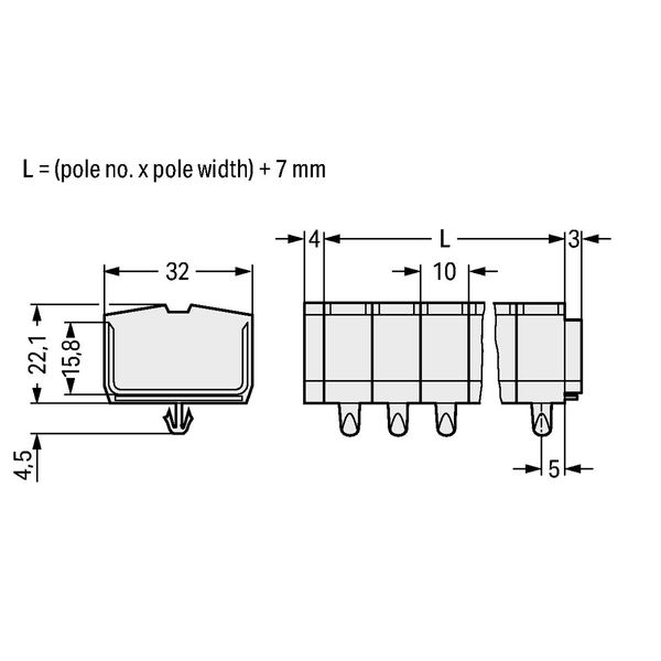 4-conductor terminal strip without push-buttons suitable for Ex e II a image 2