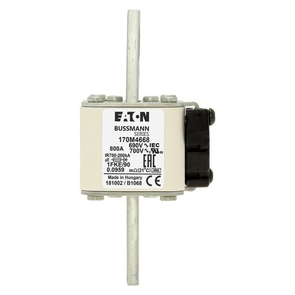 Fuse-link, high speed, 800 A, AC 690 V, size 1, 53 x 69 x 136 mm, aR, IEC, UL, single indicator image 21