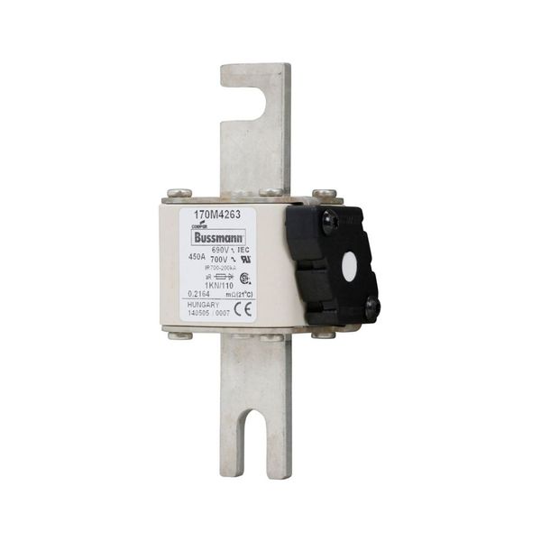 Fuse-link, high speed, 450 A, AC 690 V, DIN 1, 53 x 69 x 138 mm, aR, DIN, IEC, single indicator image 9