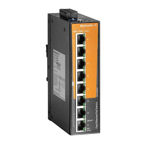 PoE switch, unmanaged PoE, Fast Ethernet, 8x RJ45 10/100 BaseT(X) PoE+ image 1