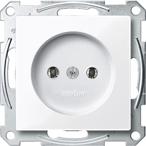 Socket-outlet w/o earth. contact, screw term., active white, glossy, System M image 2