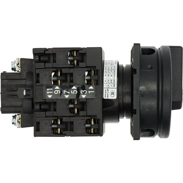 Main switch, T3, 32 A, flush mounting, 3 contact unit(s), 3 pole, 2 N/O, 1 N/C, STOP function, With black rotary handle and locking ring, Lockable in image 4