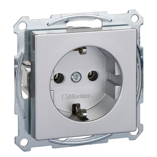 SCHUKO socket-outlet, screwless terminals, aluminium, System M image 3