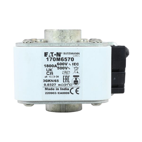 Fuse-link, high speed, 1800 A, AC 600 V, size 3, 76 x 92 x 65 mm, aR, IEC, UL, single indicator image 21