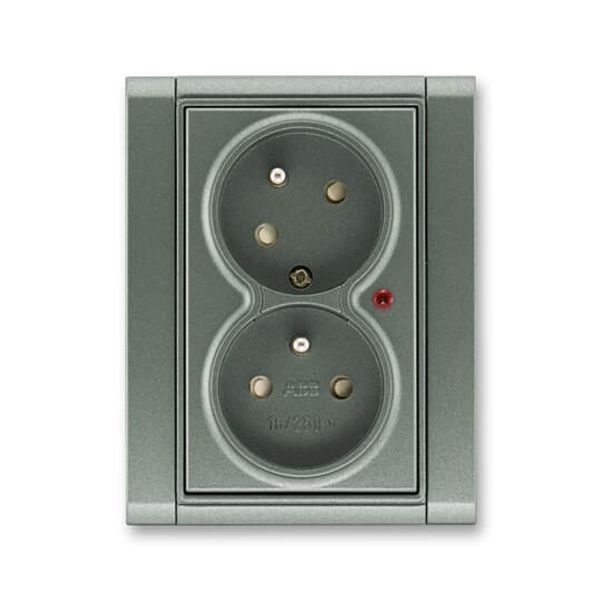 5593F-C02357 34 Double socket outlet with earthing pins, shuttered, with turned upper cavity, with surge protection ; 5593F-C02357 34 image 2